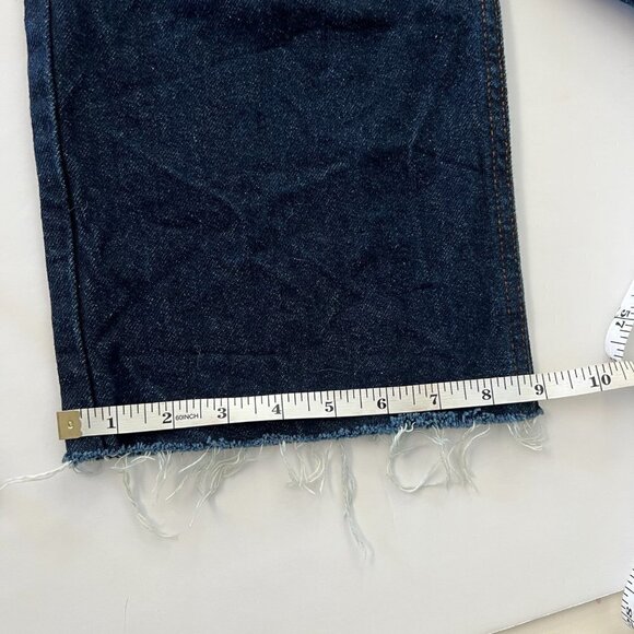 Zara High Rise Button Fly Straight Cropped Raw Hem Denim Jeans Dark Wash Sz 4‎ - Picture 12 of 13